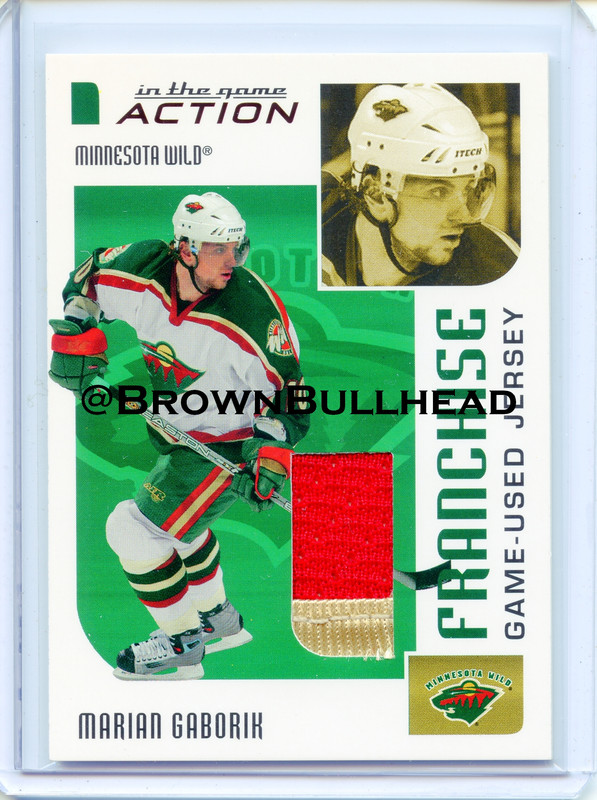 2003-04 ITG Action Jerseys #M-255 [Marian Gaborik] [Minnesota Wild] [Franchise] [~100] [swatch=red g