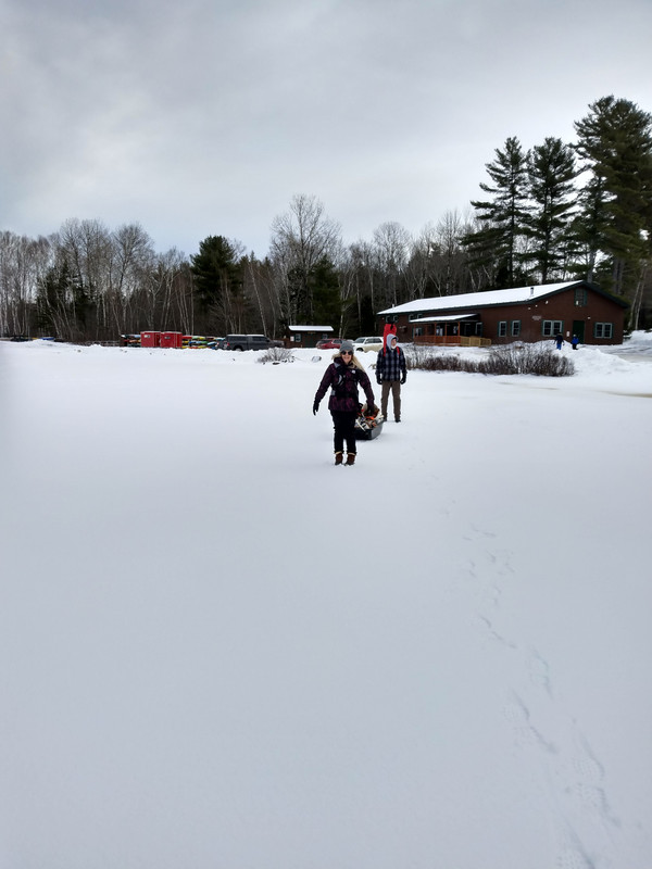 Jill pulling the sled