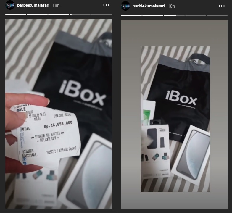 Struk belanja Iphone seharga Rp 16 juta milik Barbie Kumalasari