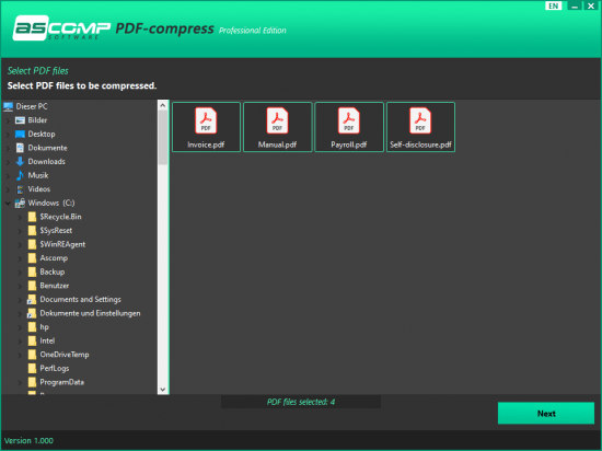 ASCOMP PDF-compress v1.0.00 Professional