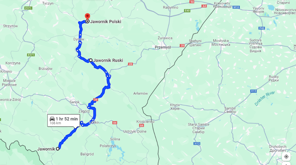 Jawornik to Jawornik Polski - Google Maps (21.12.2023 13_43)