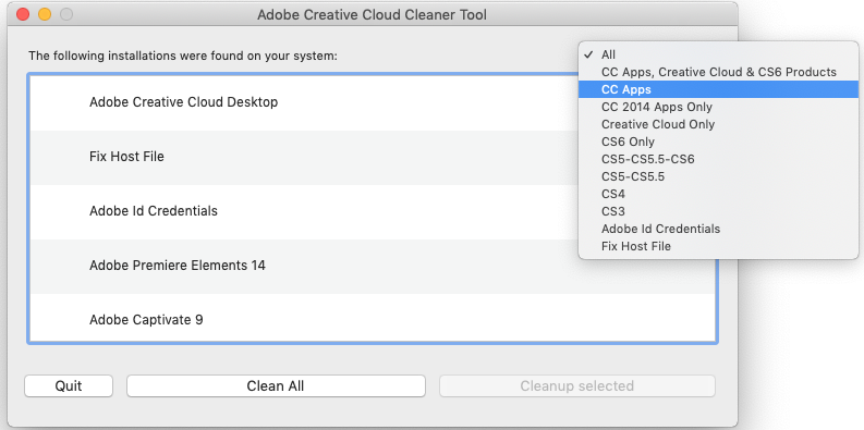 Adobe Creative Cloud Cleaner Tool 4.3.0.145 Tool (Ingles) (KF) Option-mac
