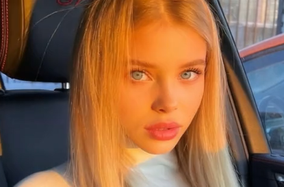 Blonde Hot Girl Showing Big Tits in Car