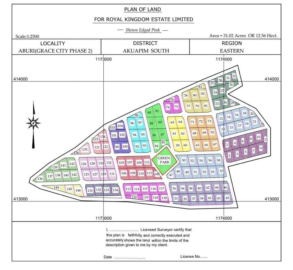 Hillside land Plot 65 and 66 in Aburi Grace City