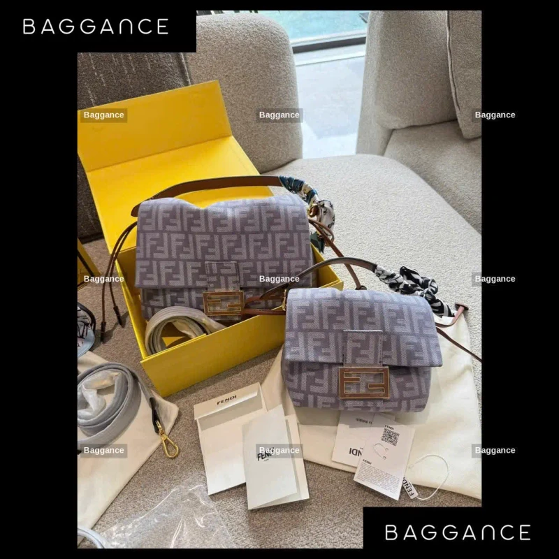 Fendi Denim FF Monogram Bag Fullbox Size 25cm & 16cm (Ref: EVFDFW-013)