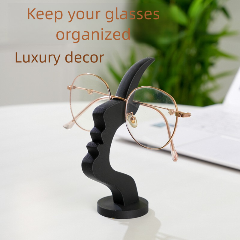 Black and white two pieces Desktop Eyeglass Holder – Minimalist Design for Home or Office, Stable Display Stand with Rounded Base