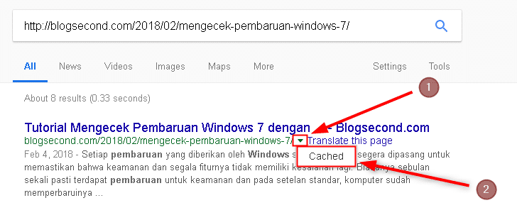 Menggunakan fitur Cache di Google