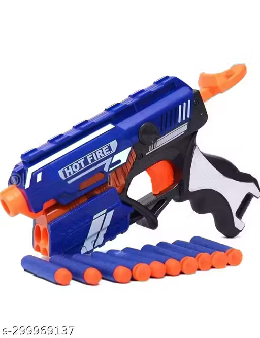 Blaze Storm Hot Fire Soft Bullet Gun Toy with 10 Safe Soft Foam Bullets, Fun Target Shooting Battle Fight Game for Kids Boys (Blaze Storm- Hot Fire) Color 1 (T120)