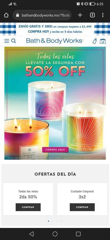 Bath & Body Works: Todas las velas, la segunda a mitad de precio 
