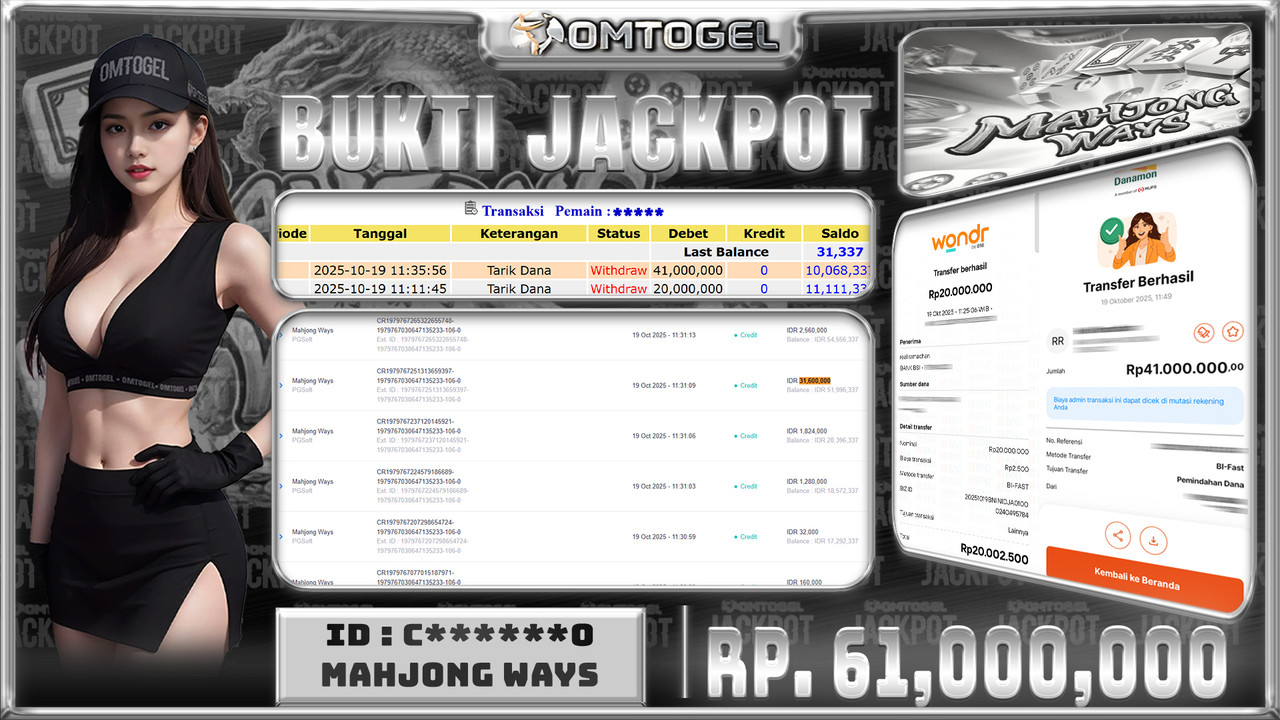 OMTOGEL JACKPOT PGSOFT MAHJONG WAYS 61 JUTA DI BAYAR LUNAS ,-