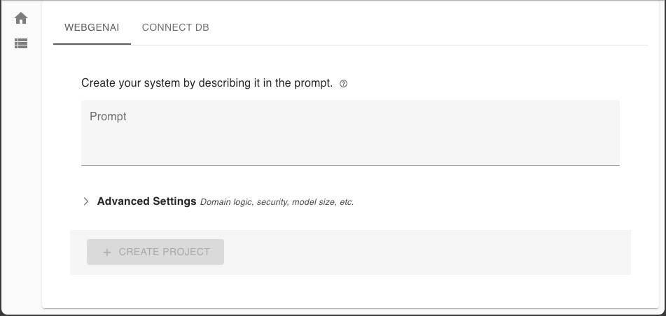 webgenai-admin screen