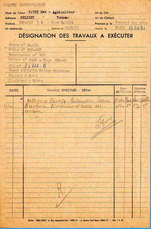 1961-09-30 - R3 Ravin (7) carton atelier préparation R3 VN