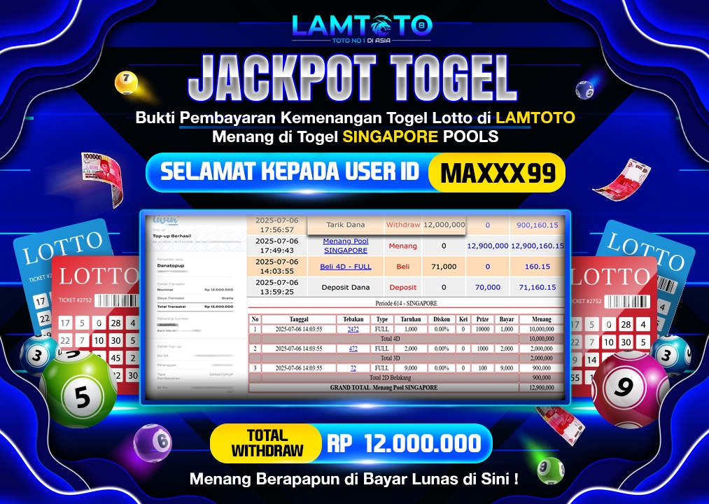 BUKTI JACKPOT LUNAS LAMTOTO