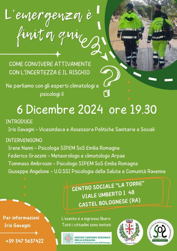 Venerdì 6 dicembre evento informativo: “L’emergenza è finita qui” Venerdì 6 dicembre evento informativo: “L’emergenza è finita qui”