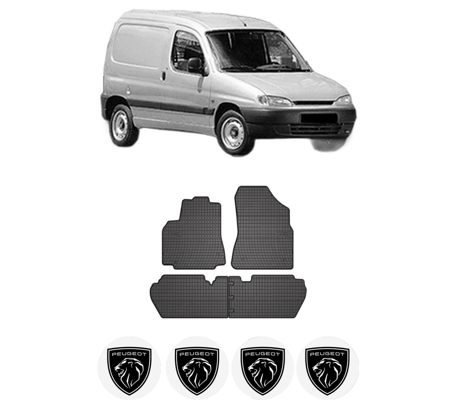 Set covorase presuri PEUGEOT PARTNER Box Body/MPV (5_, G_) din 1996-2015, auto, din cauciuc thermoplastic, 4 Stickere auto cu PEUGEOT