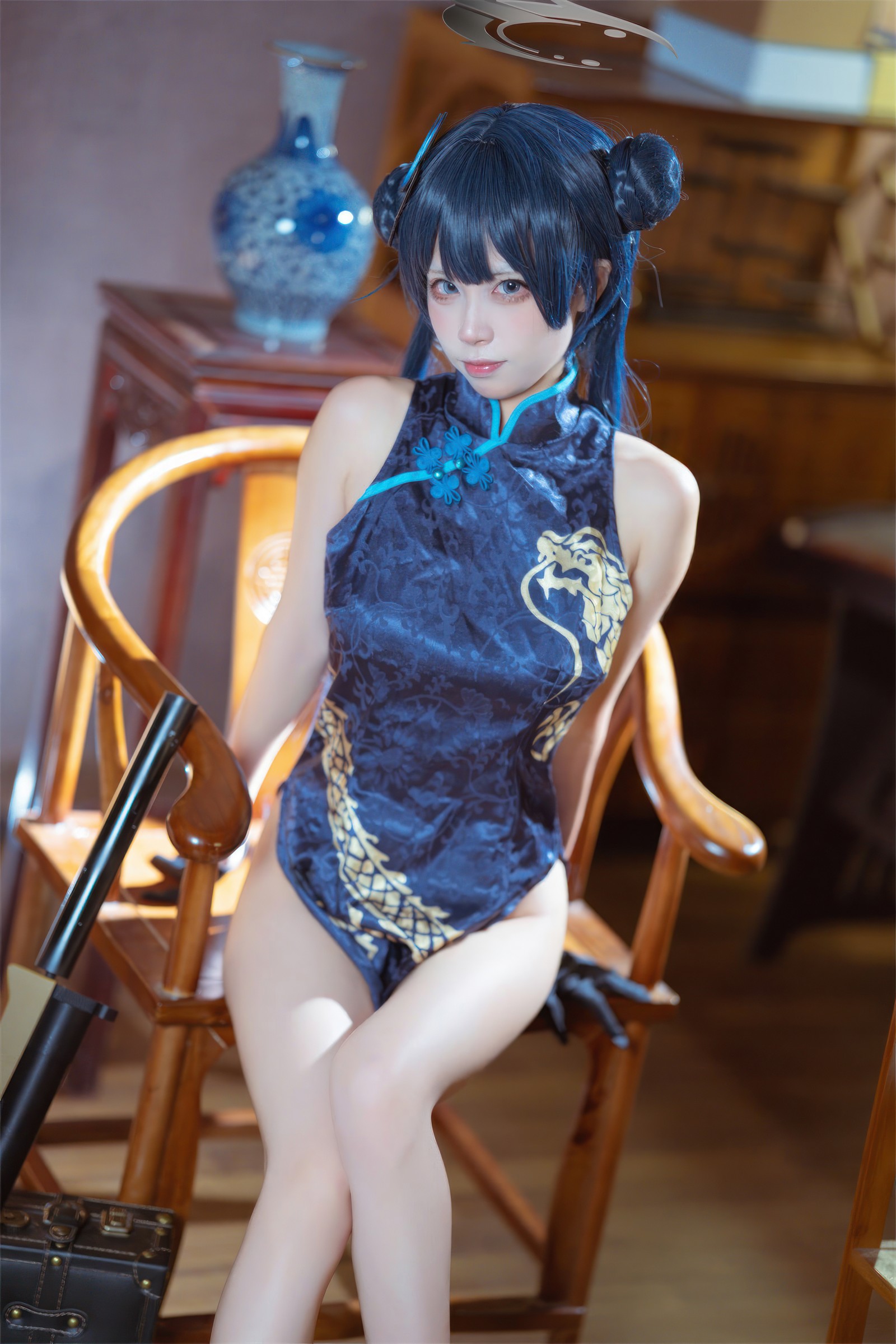 三無人型 COS 二次元：蔚蓝档案龙华妃咲旗袍写真（42P／407M）插图4