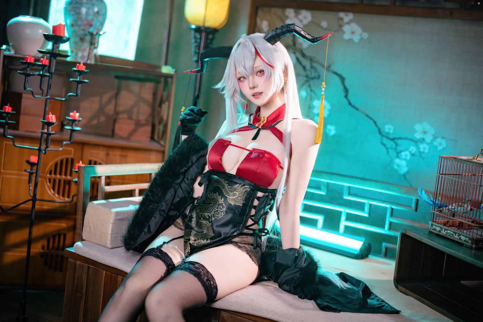 屿鱼 Yuyu 碧蓝航线 埃吉尔 旗袍 Cosplay 写真图集（50P｜990MB）插图8