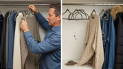 Before and after closet organization with HOUSE DAY velvet hangers