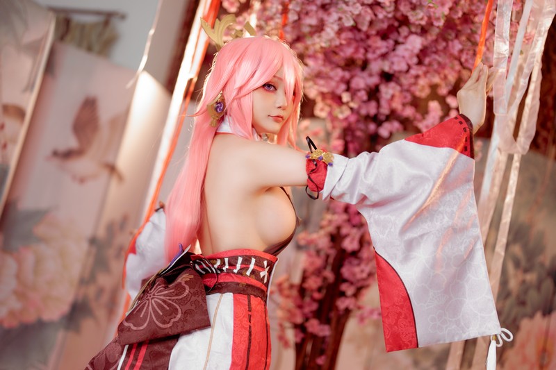 Joyce Lin2x Yae Miko Cosplay Genshin Impact 高清写真 35P插图3