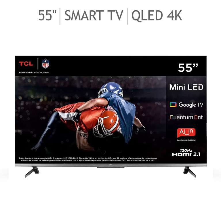 Costco: TCL, Pantalla 55 Mini-Led QLED| 120Hz | HDMI 2.1 | TV 55R646
