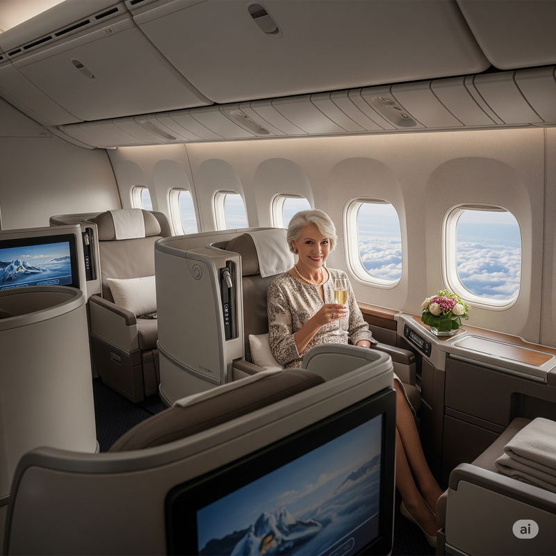 First Class Aircraft Interior with Premium Seating