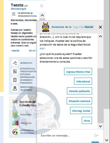Chat ISSA, Seguridad Social