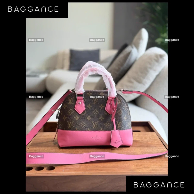 Louis Vuitton Alma Brown and Pink Monogram Bag Full Box Size 23cm - EVLVFW-068