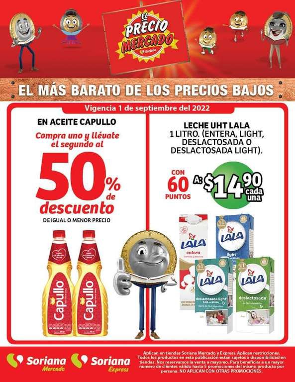 Soriana Mercado y Express: Ofertas solo hoy Jueves 1 de Septiembre 
