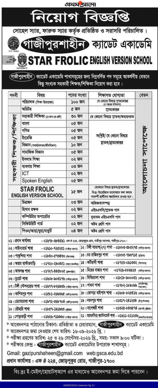 Gazipur-Shaheen-Cadet-Academy-Job-2026