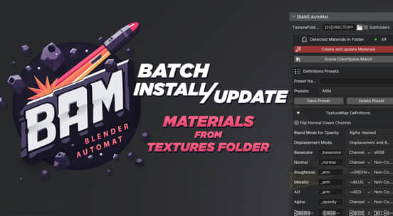 Blender插件-一键批量生成材质工具 BAM Blender Automat V1.1.2