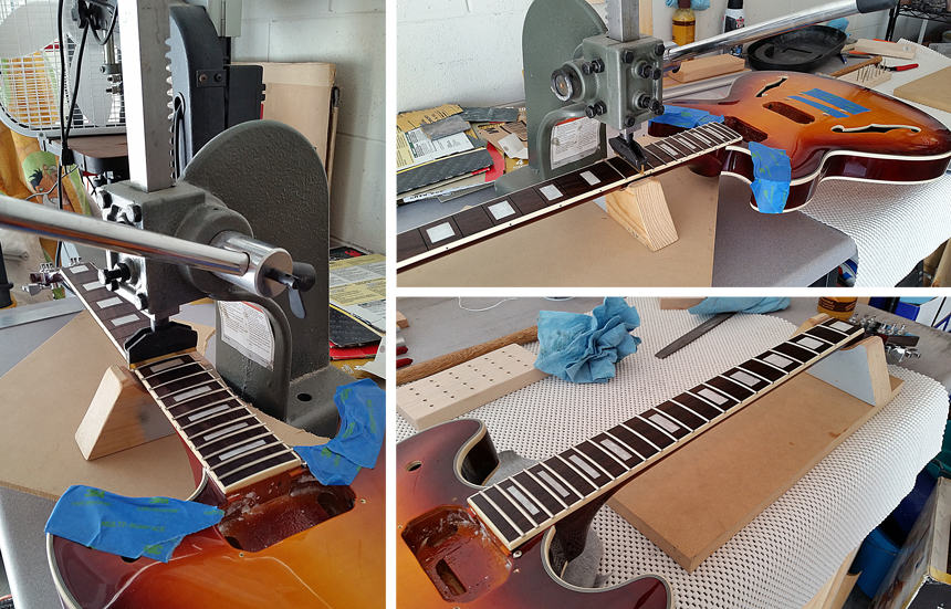 Pressing new frets into an HB-35.