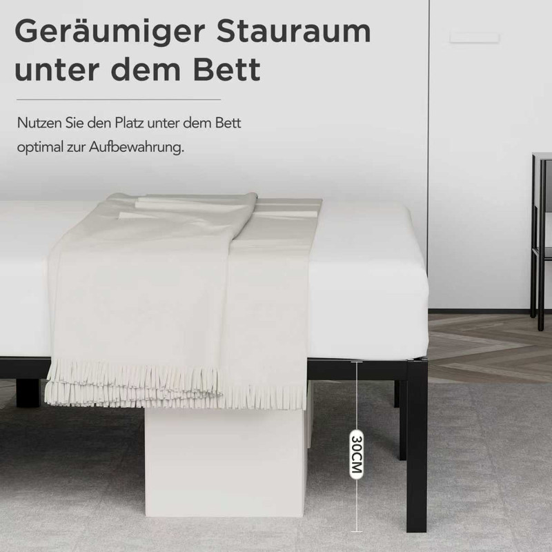 HOMAVO Metallbett mit 30 cm Stauraum
