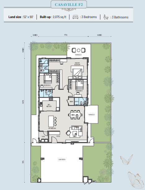 Casaville Type B floor plan in Setia Eco Hill, Semenyih, Selangor