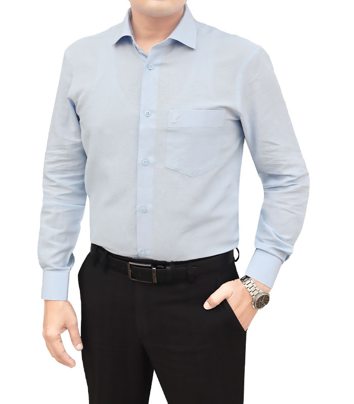 Men’s Formal Slim Fit Shirt : 8(Sky Linen)