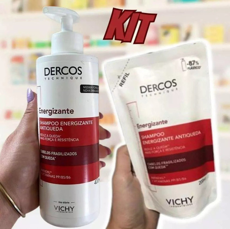Vichy Dercos Energizante Kit – Shampoo 400ml + Shampoo Refil 200ml