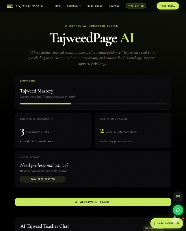Cinematic illustration for TajweedPage — AI-Powered Quran Recitation Platform
