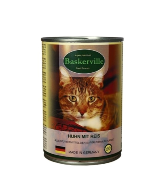 Баскервіль консерва для котів кур+рис 400г