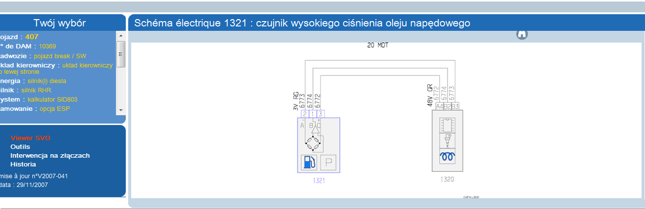 czujnik wysokiego ciśnienia paliwa - schemat