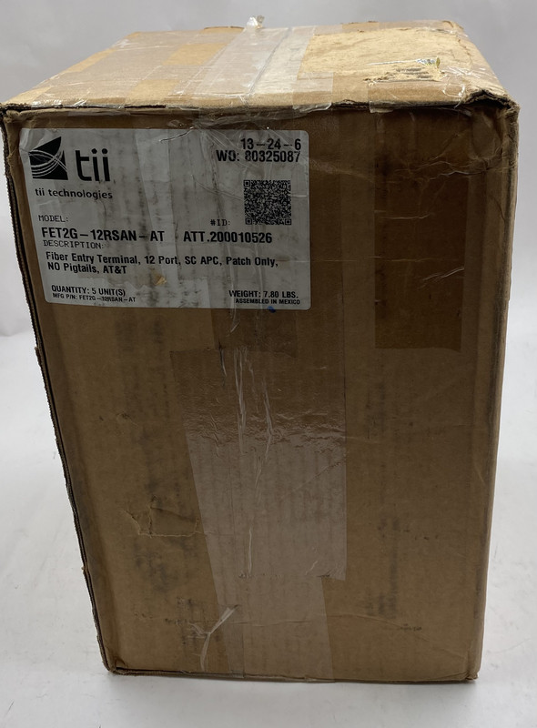 LOT OF 5 TII TECHNOLOGIES FET2G-12RSAN-AT FIBER ENTRY TERMINAL 506F 12 PORT LOT OF 5 TII TECHNOLOGIES FET2G-12RSAN-AT FIBER ENTRY TERMINAL 506F 12 PORT