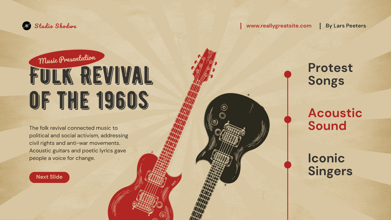 Cream Red Vintage Retro Music Presentation