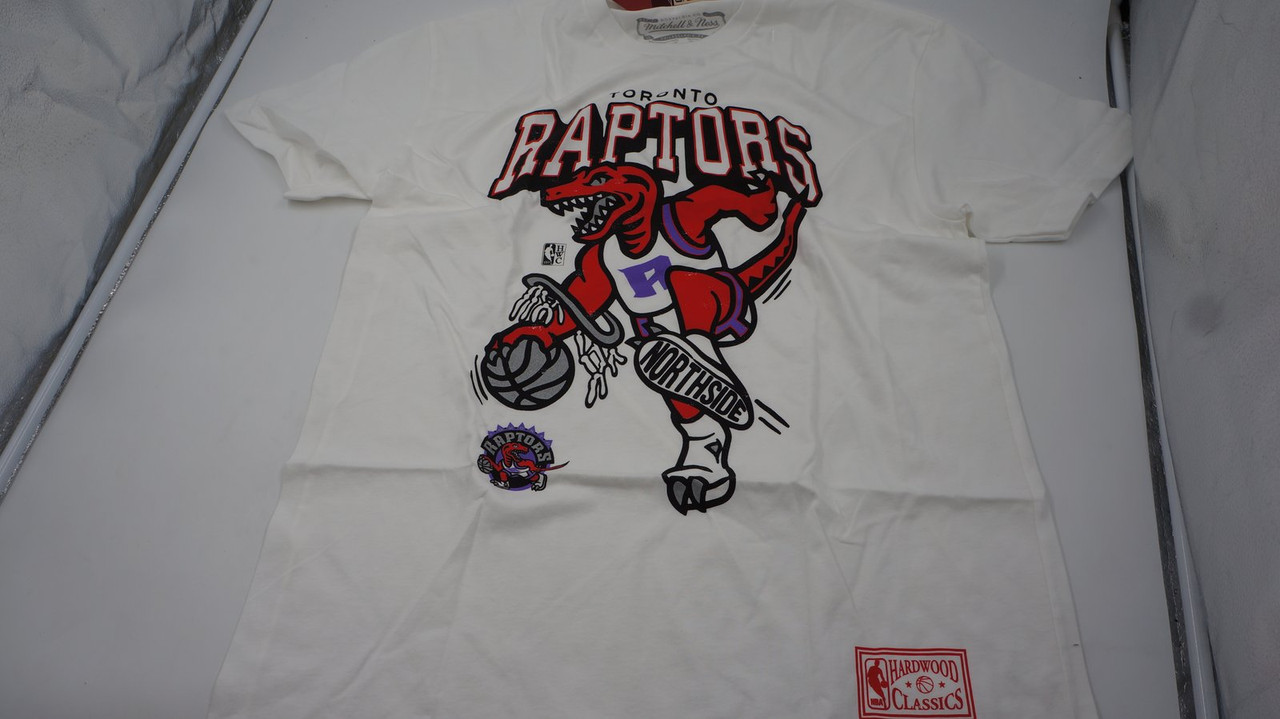 MITCHELL & NESS RAPTORS NBA "NORTHSIDE" RETRO SHORT SLEEVE TEE  WHITE/RED/PURPLE SIZE XLG | MDG Sales, LLC