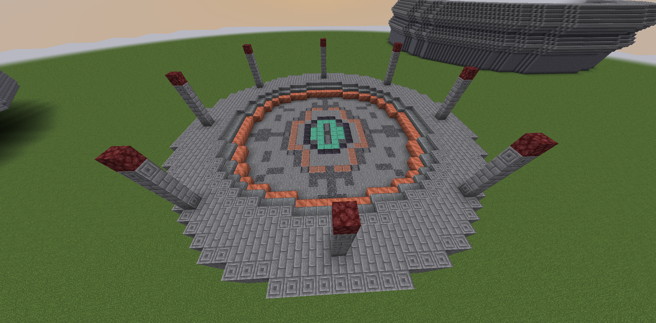 (This is one of the smaller versions of an unsealing structure which will get updated closer to mod completion. Pillars with netherrack on them won't exist when its updated since they will be converted into mana batteries with a mana beacon on top)