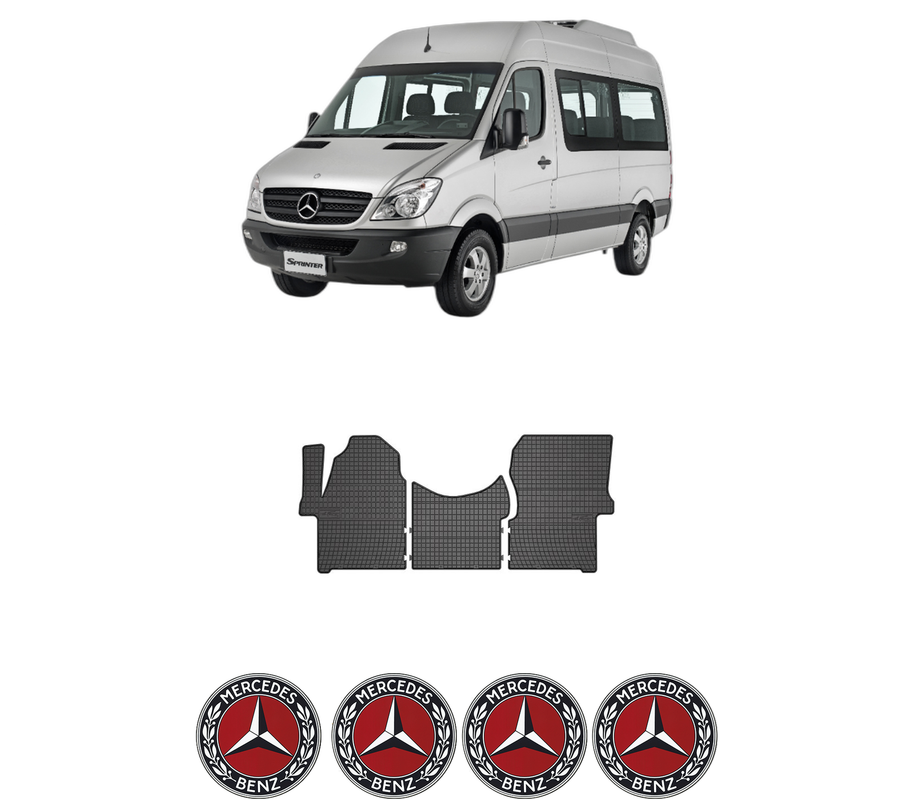 Set covorase presuri MERCEDES-BENZ SPRINTER | 906 din 2010-2024, auto, din cauciuc thermoplastic, 4 Stickere auto cu MERCEDES-BENZ