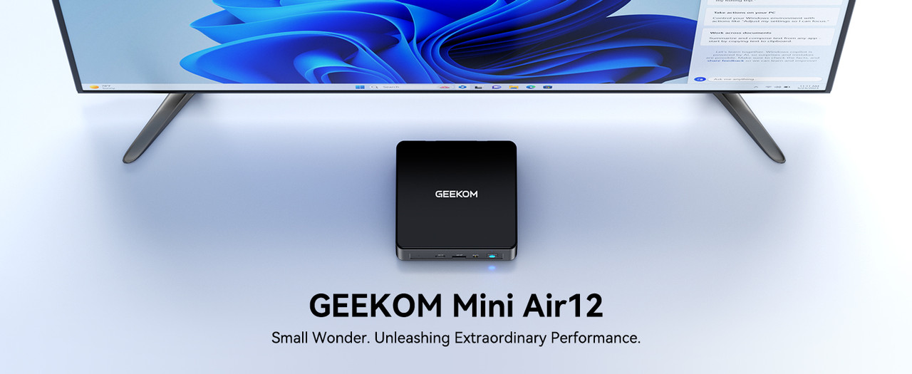 GEEKOM Air12 Mini PC, Intel N150, 16GB RAM DDR5, 512GB SSD