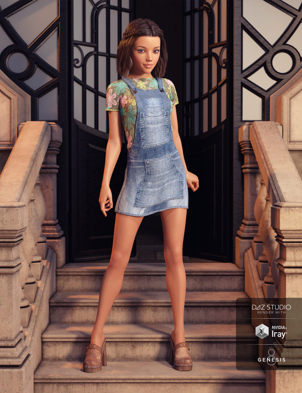 Denim Jumper Outfit for Genesis 8 Female(s)