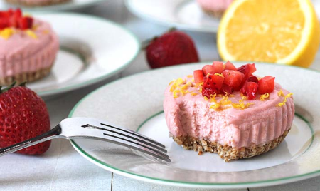 Quick and Easy Vegan No-Bake Lemon Lime Strawberry Cheesecake