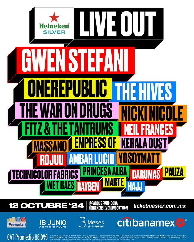 Gwen Stefani, One Republic y The Hives encabezan el cartel del Live Out