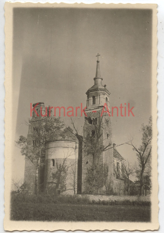 Foto Wehrmacht Polen Feldzug Leczyca Lentschütz Lódz Ruine Dorf Kirche