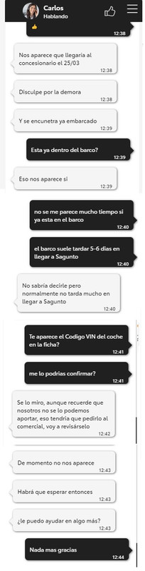 Estado del pedido Chat