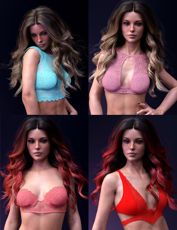 X-Fashion Lace Tops Set for Genesis 8 and 8.1 Females X-Fashion Lace Tops Set for Genesis 8 and 8.1 Females